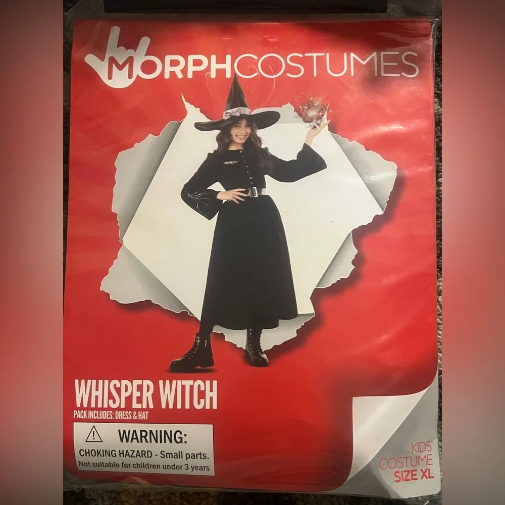 Whisper Witch Kids Black Witch Costume Size XL 12-14 years NEW!